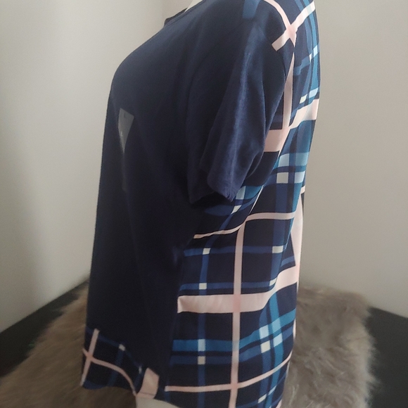 New maison Jules blue scoopneck t-shirt plaid